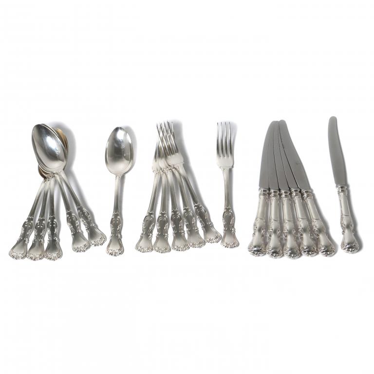 Серебряные столовые приборы, 18 предметов. Швеция