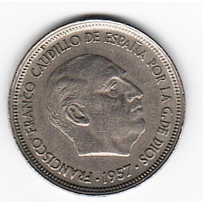 Испания 50 песет 1957 год монета