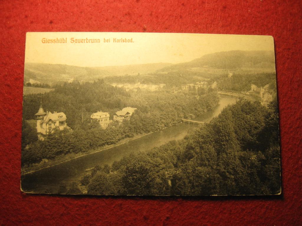 Гисгюбль-Зауербрун близ Карлсбада, Чехия начало XX века, старинная чистая открытка (11.25)
