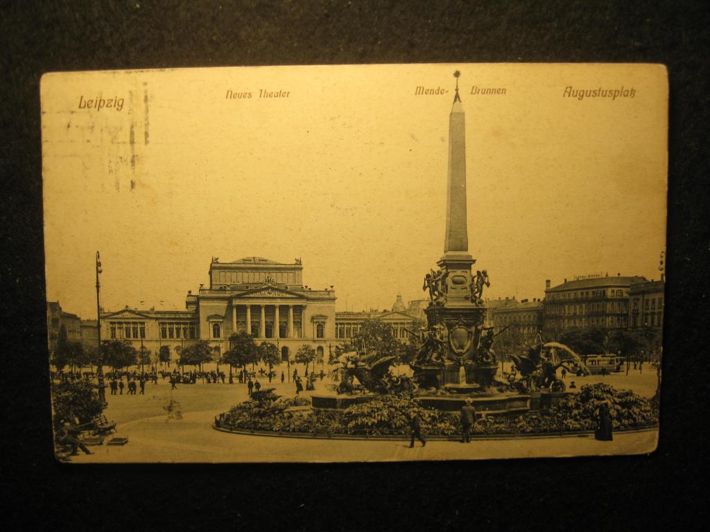 Лейпциг, Новый Театр, Аугустусплац, Германия первая половина XX века, старинная открытка (11.25)