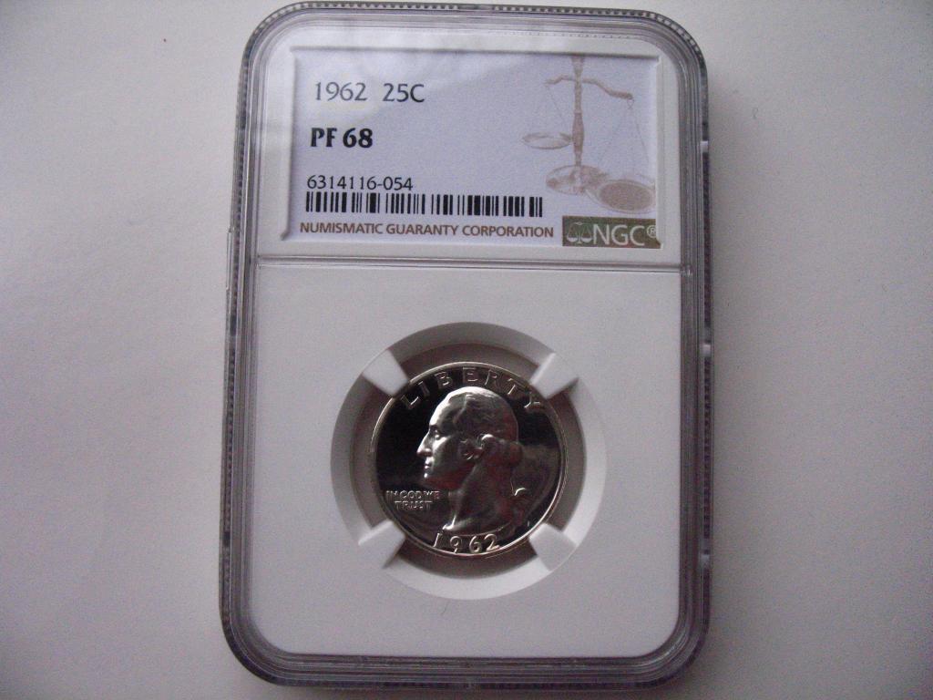 25 центов 1962 года США PROOF 68 американский слаб NGC