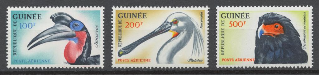 Гвинея 1962 Mi# 161-63** СТАНДАРТ, ПТИЦЫ (Авиа из серии)