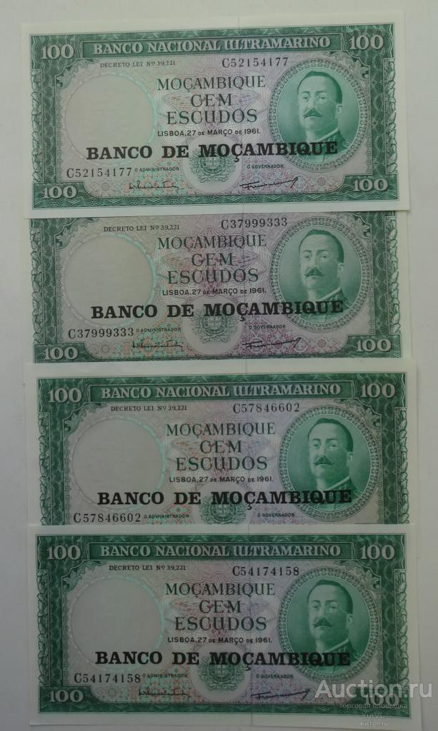 Мозамбик 100 эскудо 1961 года. Пресс. Цена указана за 1 банкноту!