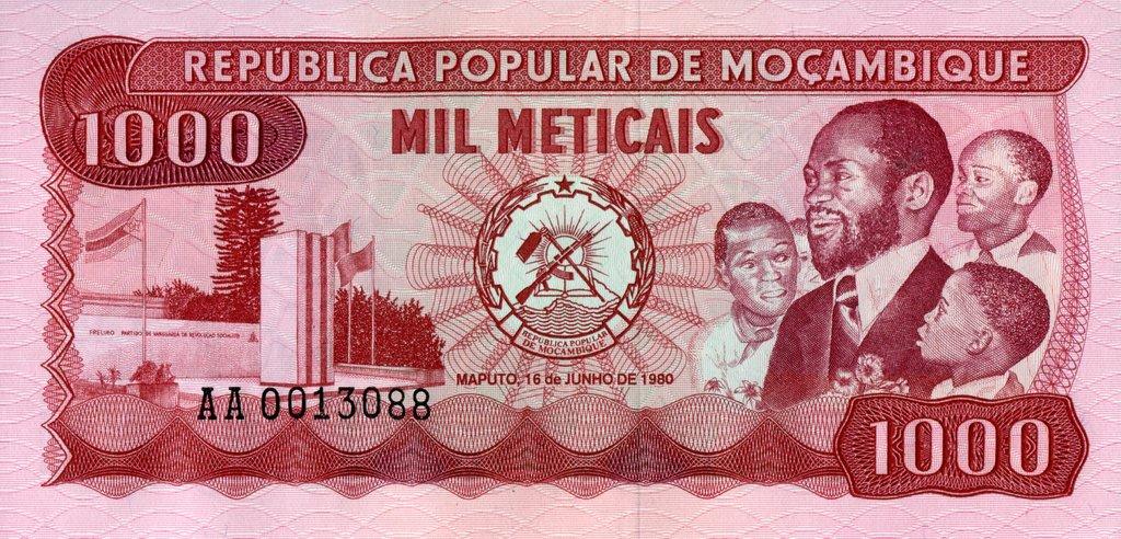 Банкнота Мозамбик 1980 год 1 000 метикалов "Самора Машел"   