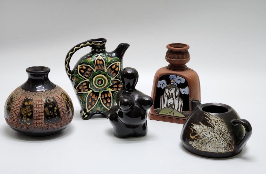 Ваза "Ангел" Чайник Солонка "Женщина" Графин "Этно" керамика  (5 предметов)