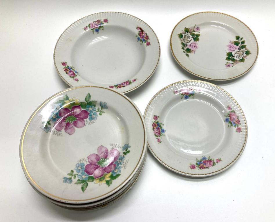 Тарелки, Красный фарфорист, СССР, Грузия (10 дефектных + 1 глубокая), 11 шт