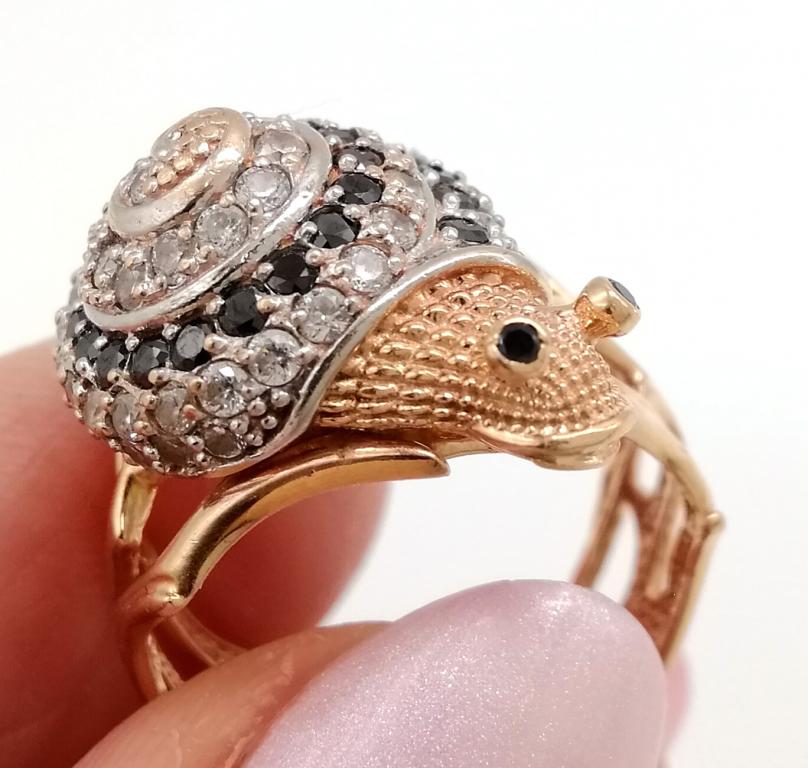 Золотое Кольцо «Улитка» 585 пробы с Фианитами