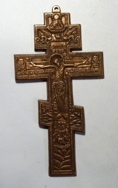 Крест распятие киотный Иисус литье силумин современный краска металлик 20х10 см