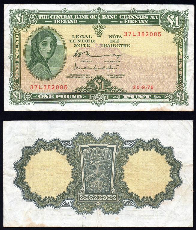Ирландия - 1 фунт 1976 г., P- 64d,  VF