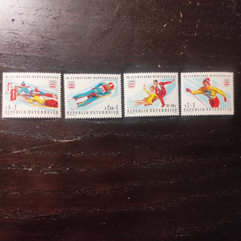 Марки Австрия зимняя олимпиада Инсбрук 1976 Виды спорта полная серия