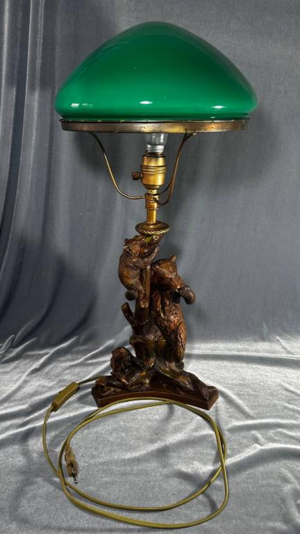 Кабинетная лампа "Медведи", 20 век, бронза, 59 см