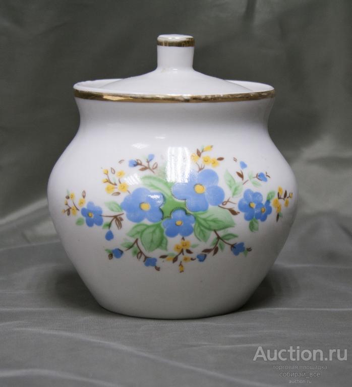 Сахарница Незабудки, Городница, 1970-2000 гг, высота 12,5 см  (2/3)