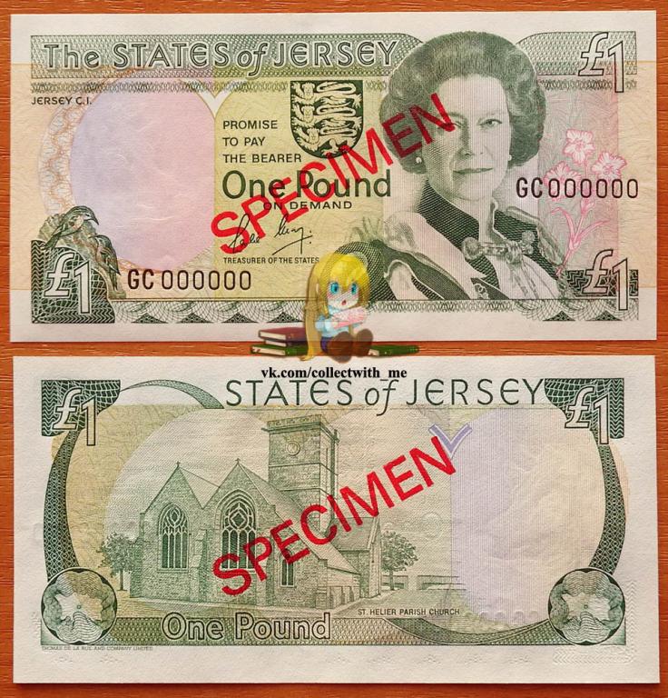 Джерси 1 фунт 1989 UNC Specimen P-15