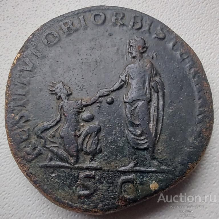 Адриан сестерций 130-133 н.э. Рим, Визит в Испанию Restitutori Hispaniae