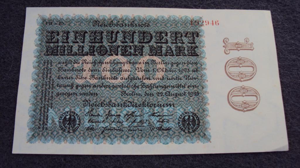 Германия, 100 миллиона марок 1923 год aUNC серия CD (a-520)