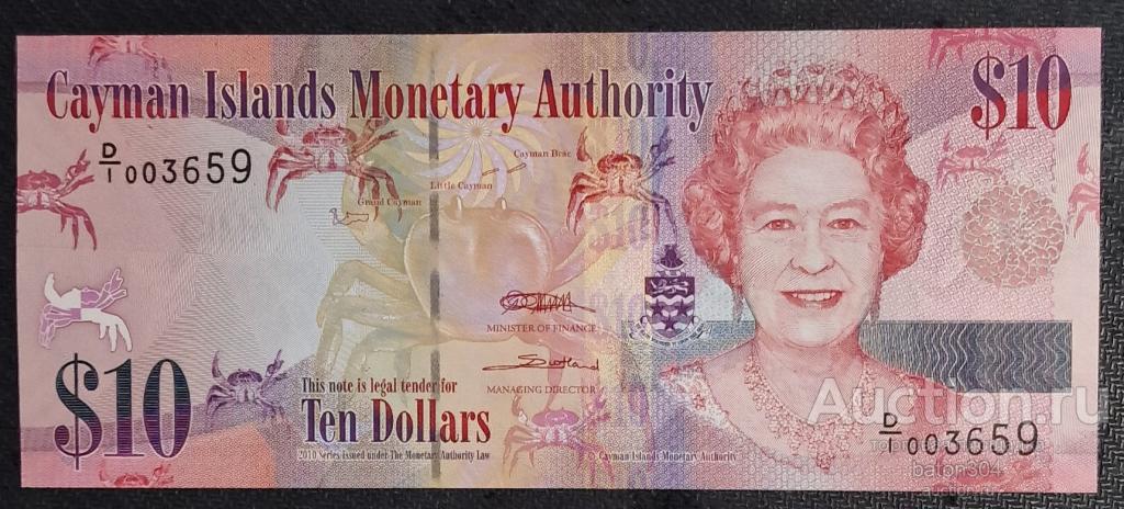 Каймановы острова 10 долларов 2010 г. UNC.