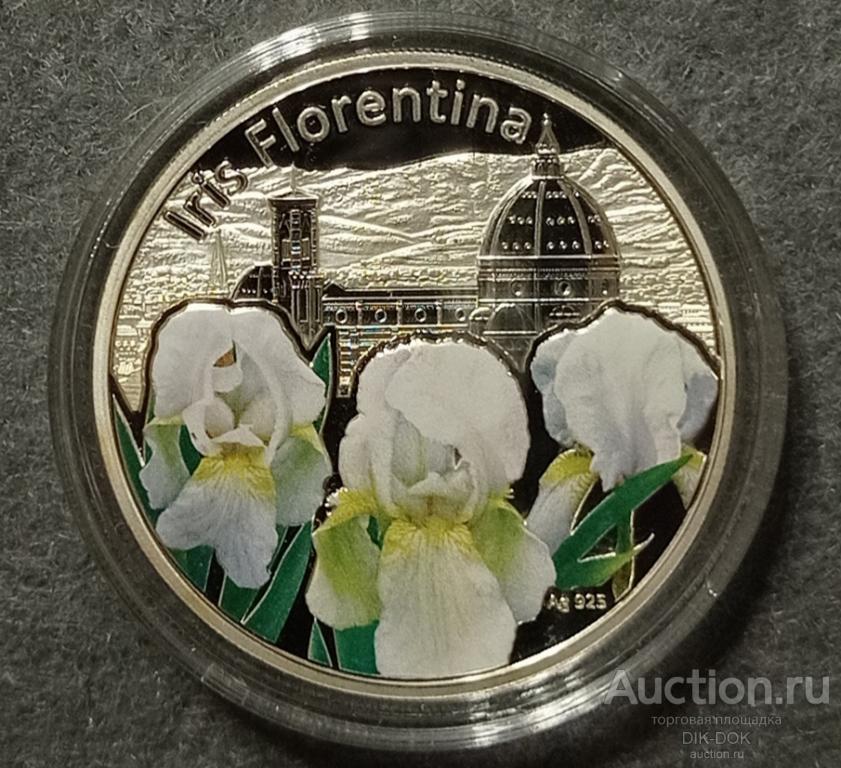 Ниуэ 1 доллар 2012 г. Ирис Флорентина. Сертификат. Коробка. Серебро