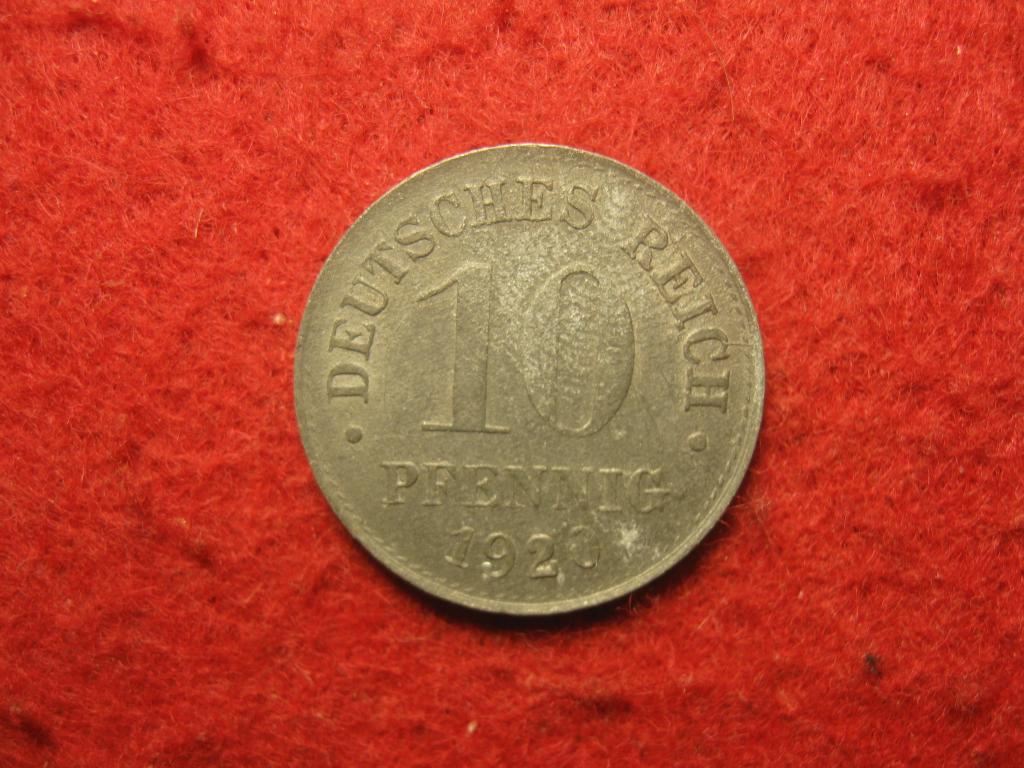 Германия 10 пфеннигов, 1920 XF, геральдический орёл, герб (№ 90, 12.24)