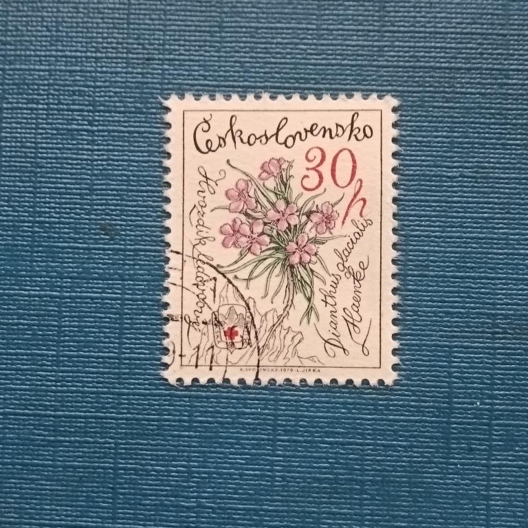 Марка ЧЕХОСЛОВАКИЯ .Флора.Цветы.1979  год альбом 1 лист 2