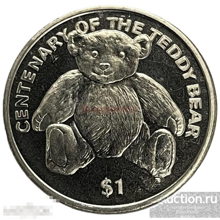 Британские Виргинские острова 1 доллар 2002 г. (100 лет плюшевому мишке Тедди)