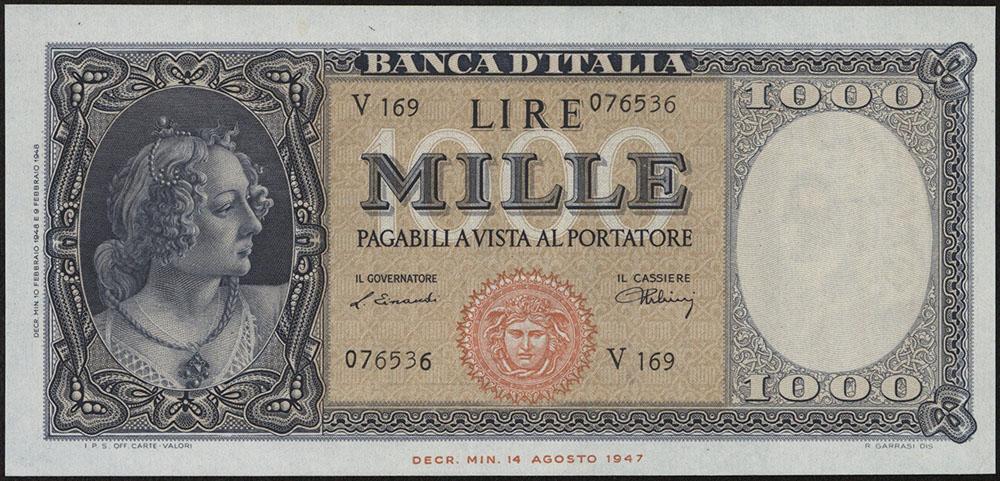 Италия. 1 000 лир 1948 г.