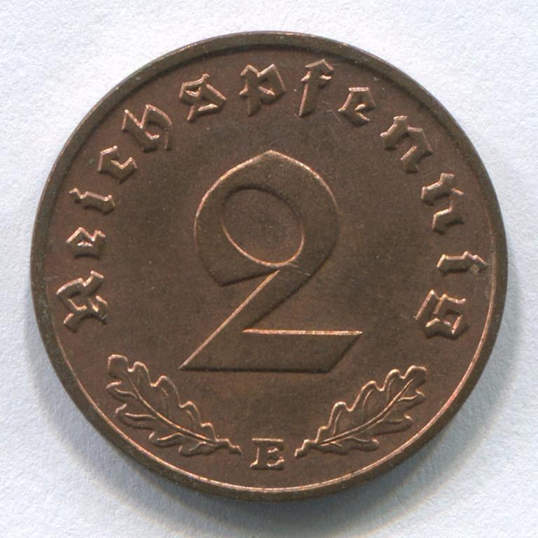 ГЕРМАНИЯ/РЕЙХ 2 РЕЙХСПФЕННИГА 1940E BU