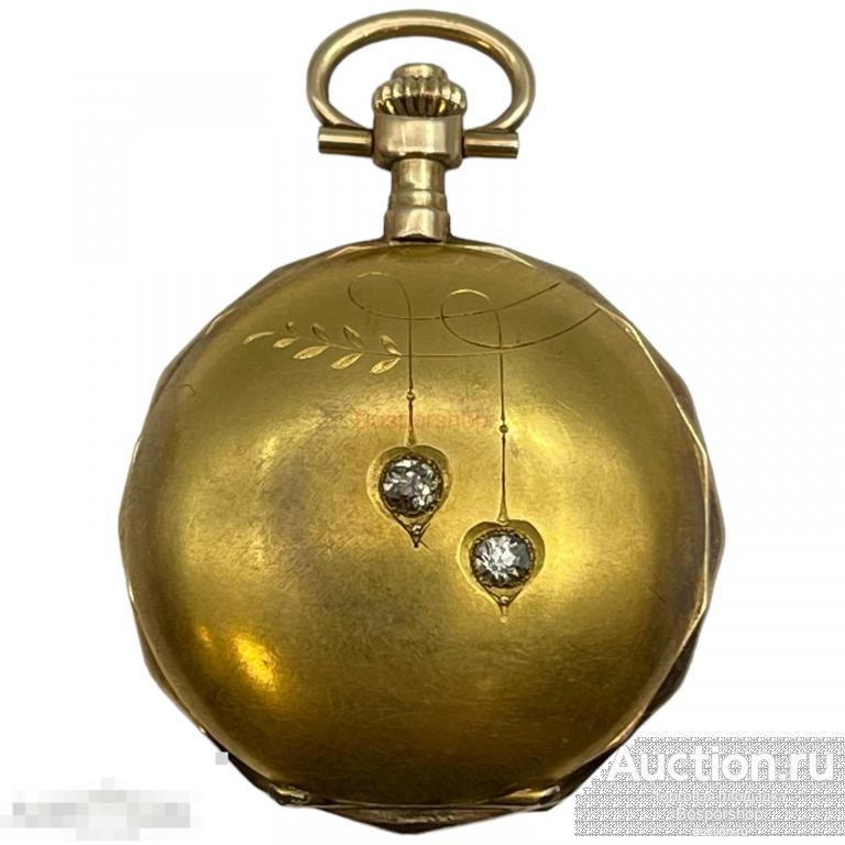 Золотые карманные часы с бриллиантами фирмы Invicta, 1880-1910 гг. Швейцария