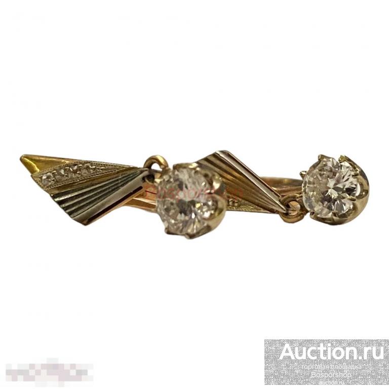 Золотые серьги с бриллиантами, золото 585 проба, 2005-2015 гг., Россия