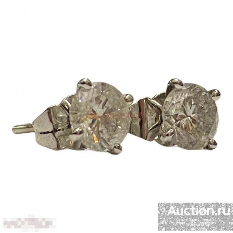 Золотые серьги с бриллиантами, 1.48 карат, золото 14 К, 2013 г., США