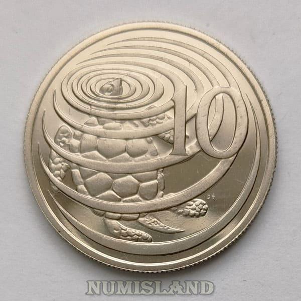 Каймановы Острова 10 центов 1988 PROOF Черепаха