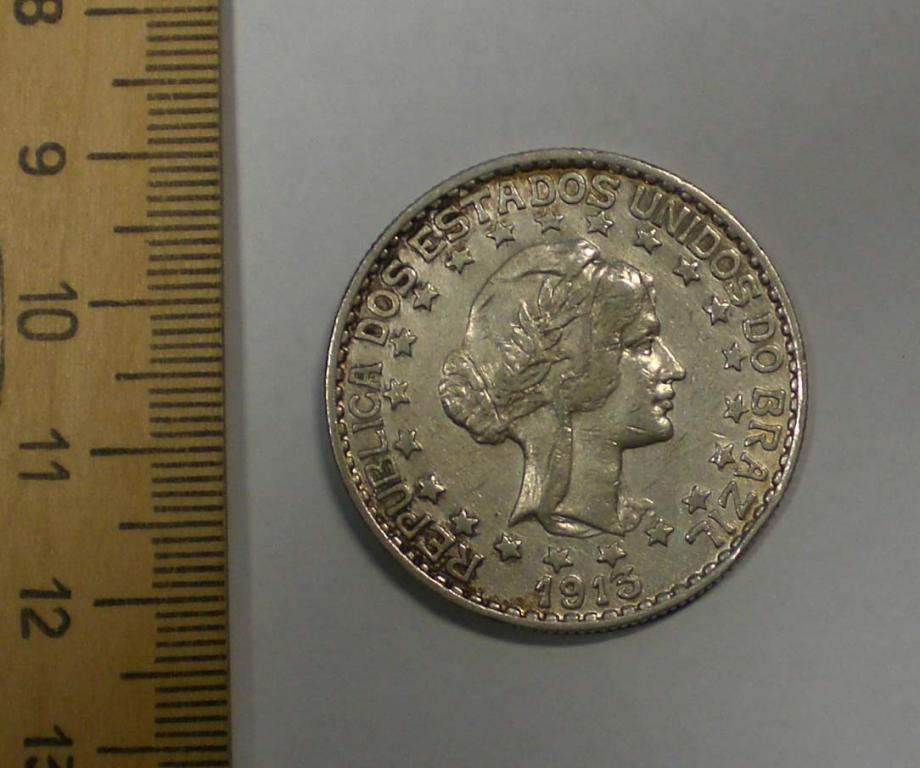 2000 REIS 1913 год, серебро Бразилия.