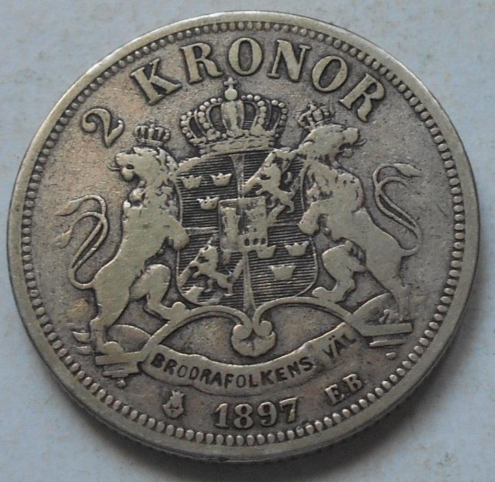 2 кроны 1897 год швеция серебро