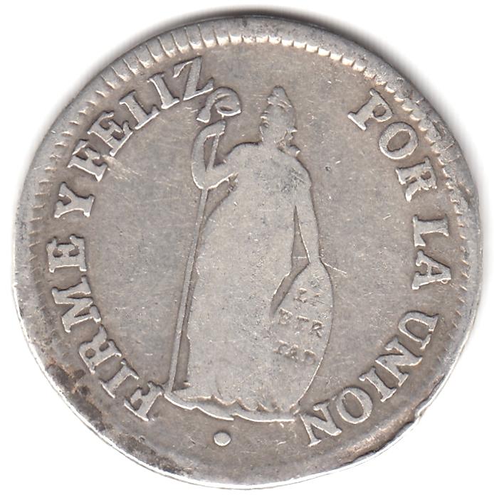 Перу 2 реала 1828 Lima JM - Редкая, Оригинал, VF+