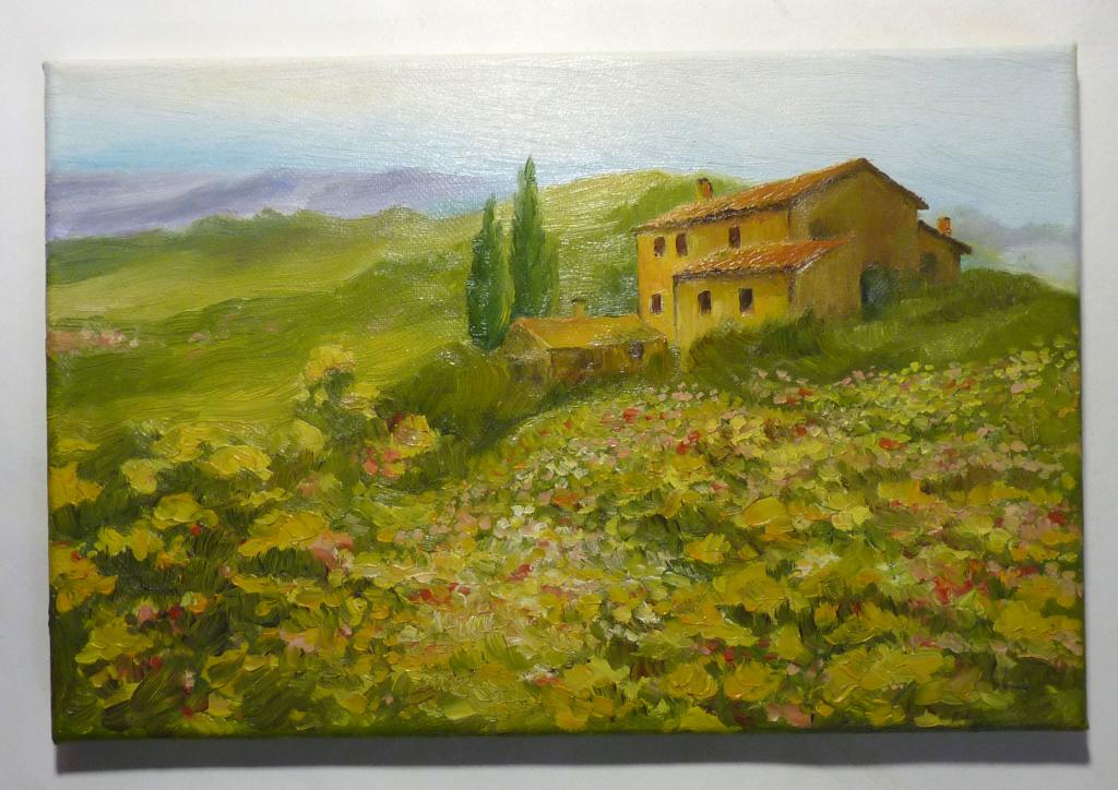 Картина "Прованс" холст на подрамнике масло 30х20 см