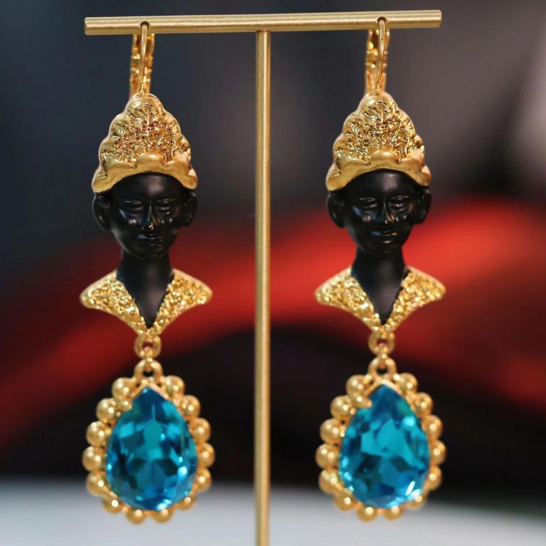 Серьги Askew London черные амуры -мавры Blackamoor редкие