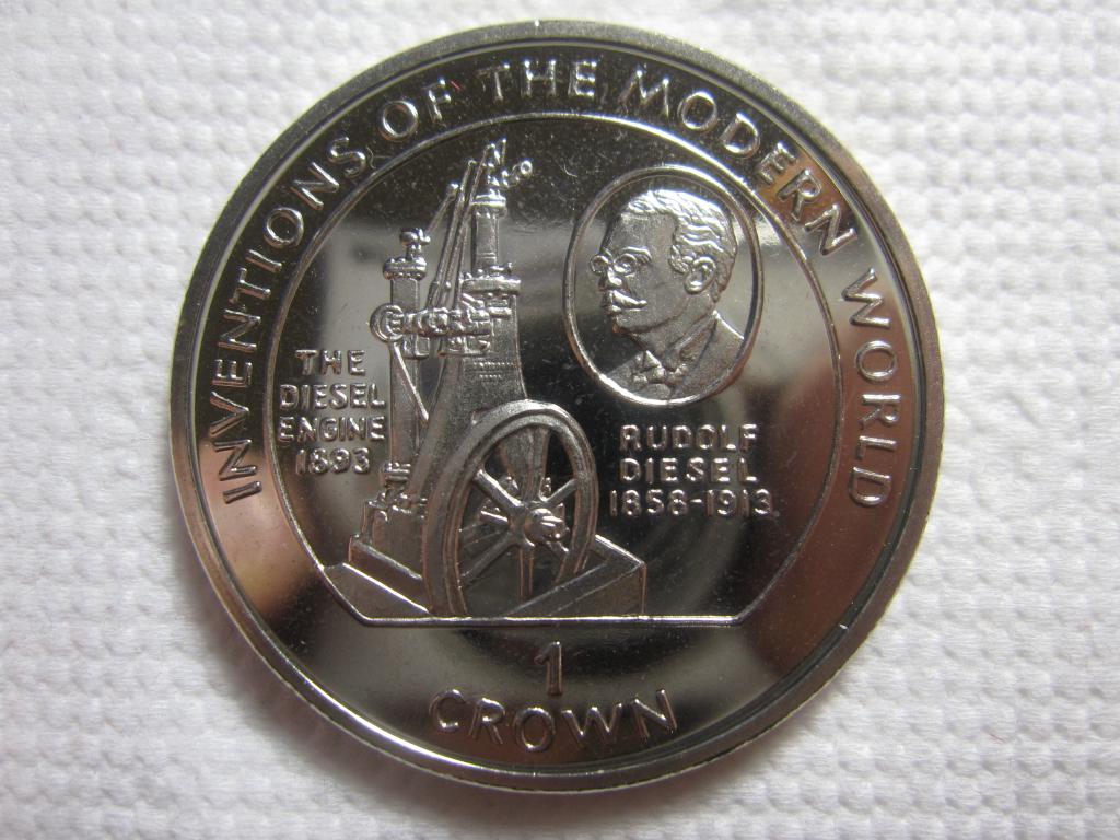 МЭН 1 крона 1995 Изобретения. Рудольф Дизель. Дизельный двигатель UNC!