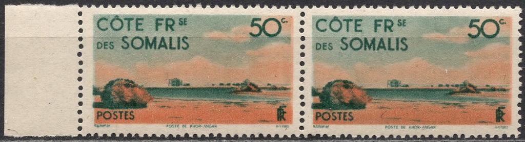 ❤1947 Сомали Французское Mi 288 или Yvert 267 Сцепка Поле MNH OG
