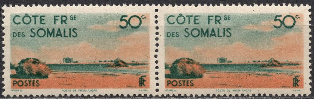 ❤1947 Сомали Французское Mi 288 или Yvert 267 Сцепка MNH OG