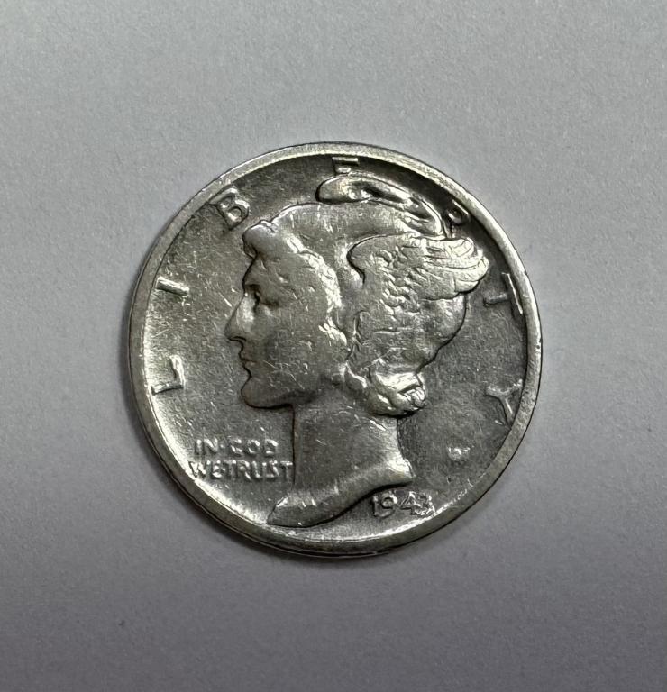США 10 центов 1 дайм 1943 Меркурий СЕРЕБРО