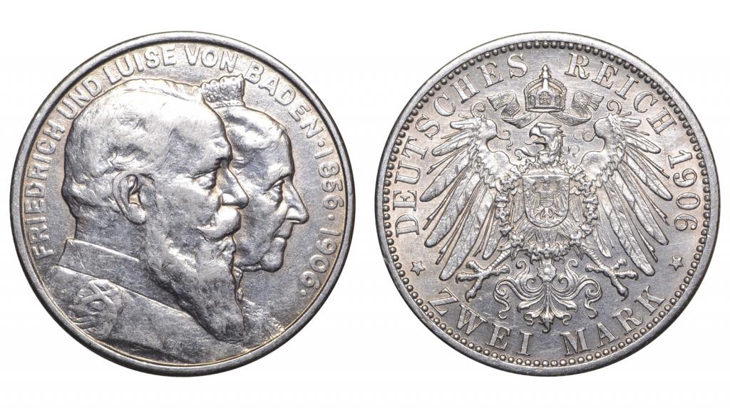Германия. Баден. 2 марки 1906 г. (Р2410)