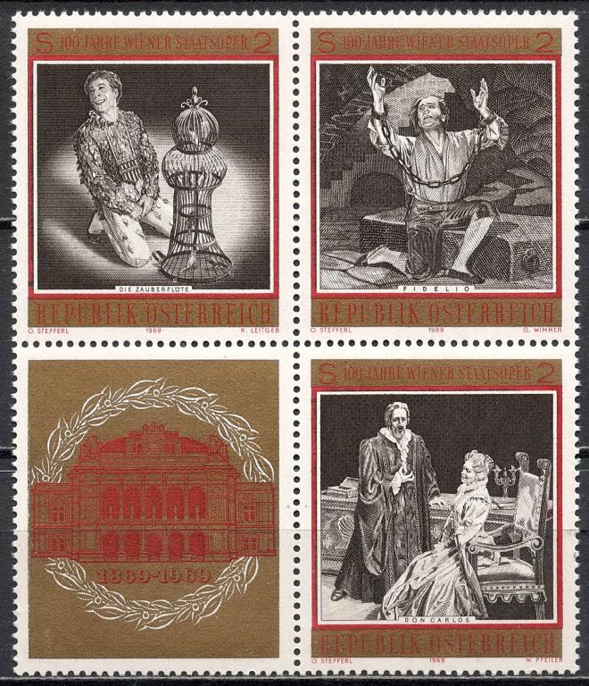 ❤1969 Австрия Венская Опера Сцепка КЦ 1,8€ MNH OG