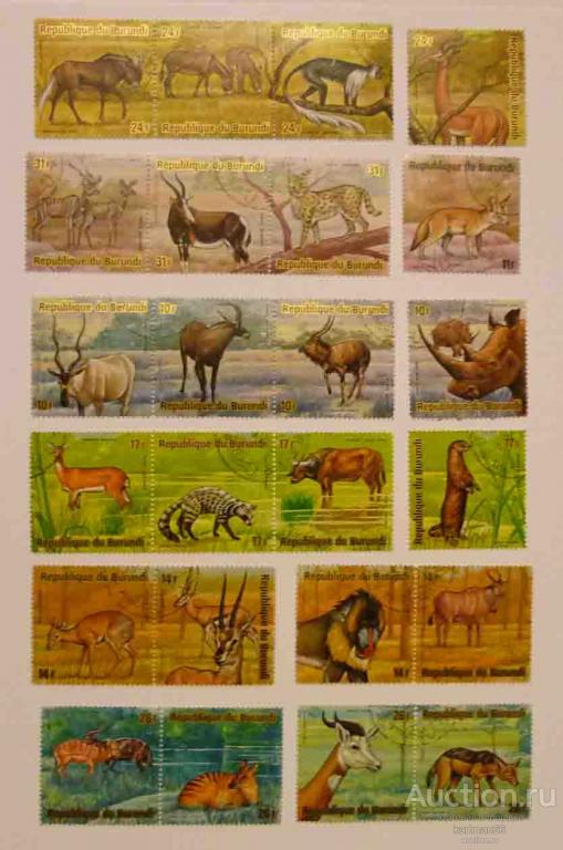 24.15  МАРКИ  БУРУНДИ  ФАУНА , ЖИВОТНЫЕ 24 ШТ