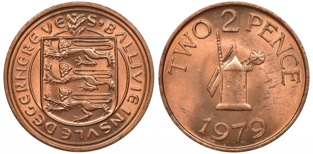 Гернси 2 пенса 1979 ветряная мельница     UNC 17-1231