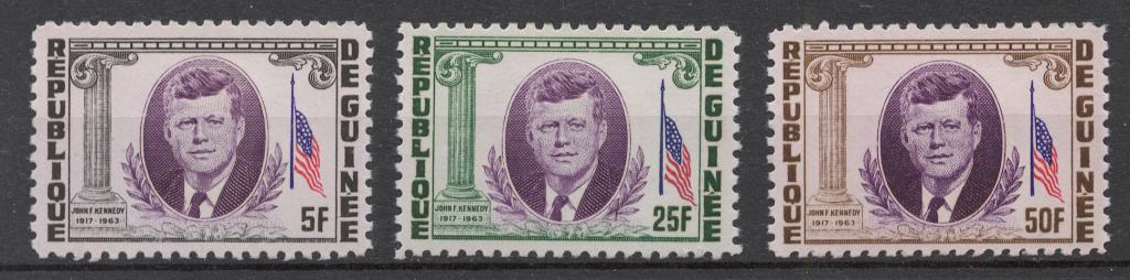 Гвинея 1964 Mi# 226-28A* ДЖОН КЕННЕДИ, ПРЕЗИДЕНТ США (серия без Авиа)