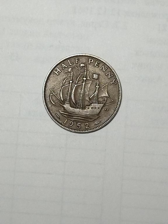 Великобритания. 1/2 пенни 1952 год. Георг VI.