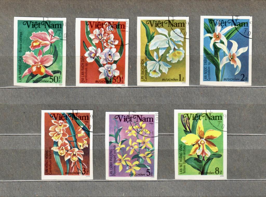 ВЬЕТНАМ 1984 год. MI № 1325U-1431U беззубцовка. Флора Орхидеи гашение СТО