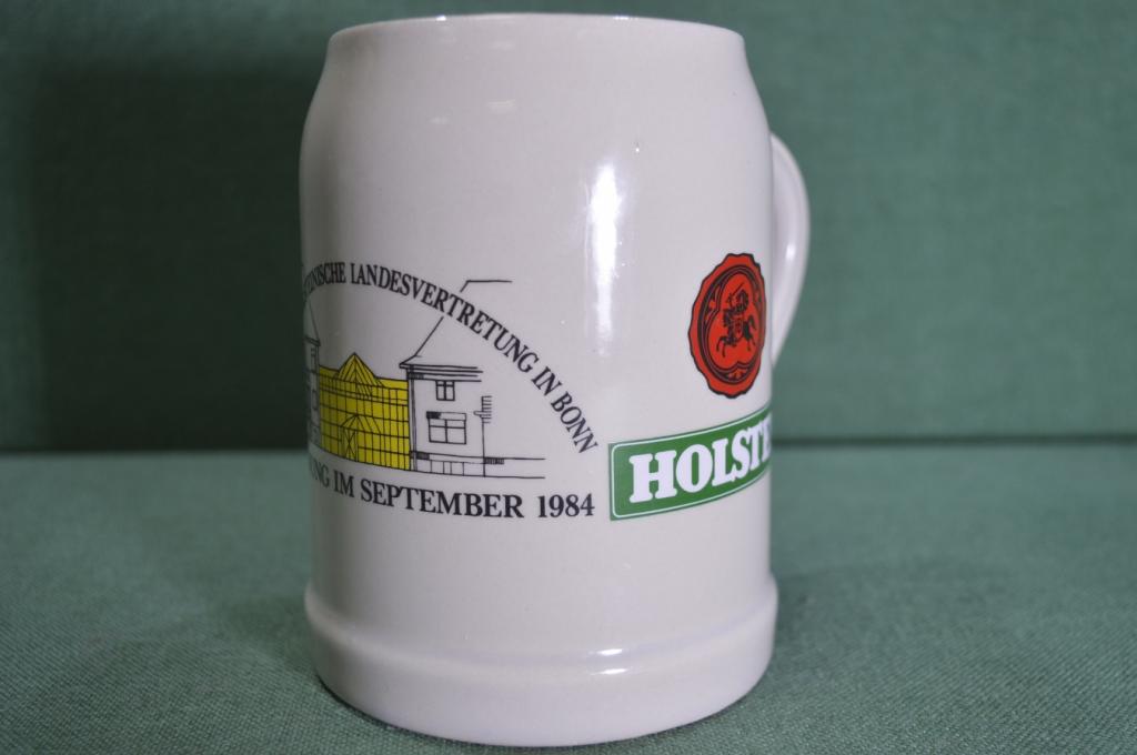 Кружка пивная керамическая, на 0,5 л. Пиво Holsten. Германия.