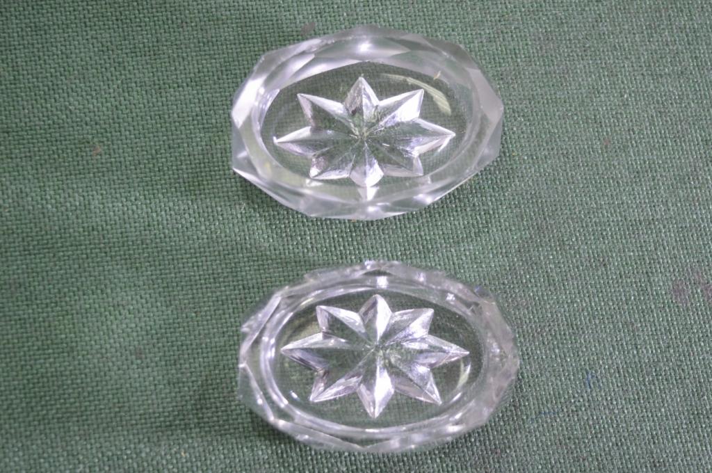 Солонка старинная миниатюрная. Пара 2 шт. Стекло. Хрусталь. Царская Россия. До 1917 года.