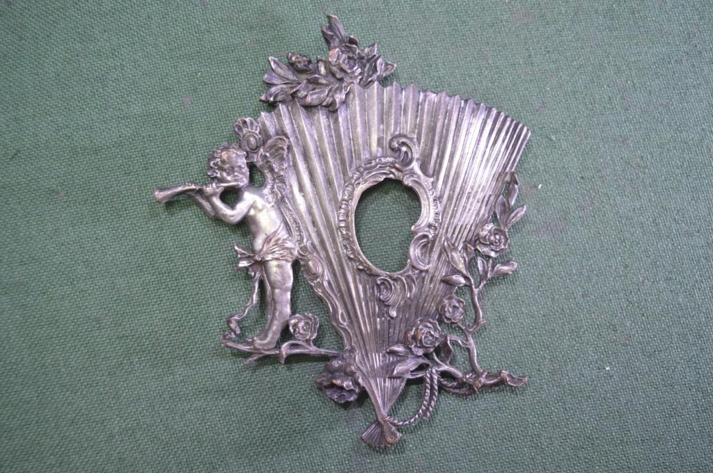 Рамка для фотографии накладка старинная "Путти". Серебрение. Царская Россия.