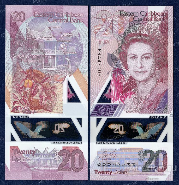 Восточные Карибы 20 долларов 2019 год ПРЕСС (полимер) UNC